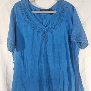 Elegant Azure Embroidered Blouse